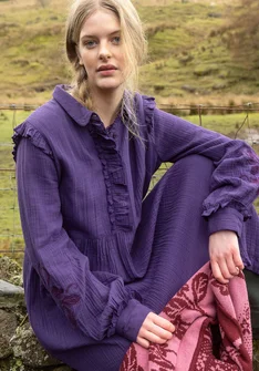 Einfarbiges Kleid „Frigg“ aus Bio-Baumwolle - brombeere