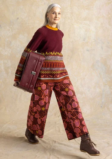 Pantalon à motif "Gul näckros" en coton biologique - aubergine