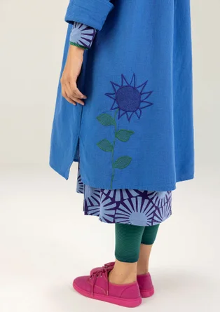 “Hinata” woven organic cotton/linen dress - blue butterfly