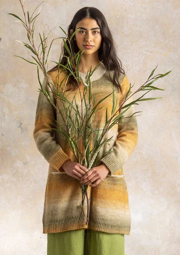 “Bello” long cardigan in alpaca/wool blend - cedar