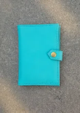 Étui à passeport en cuir - turquoise