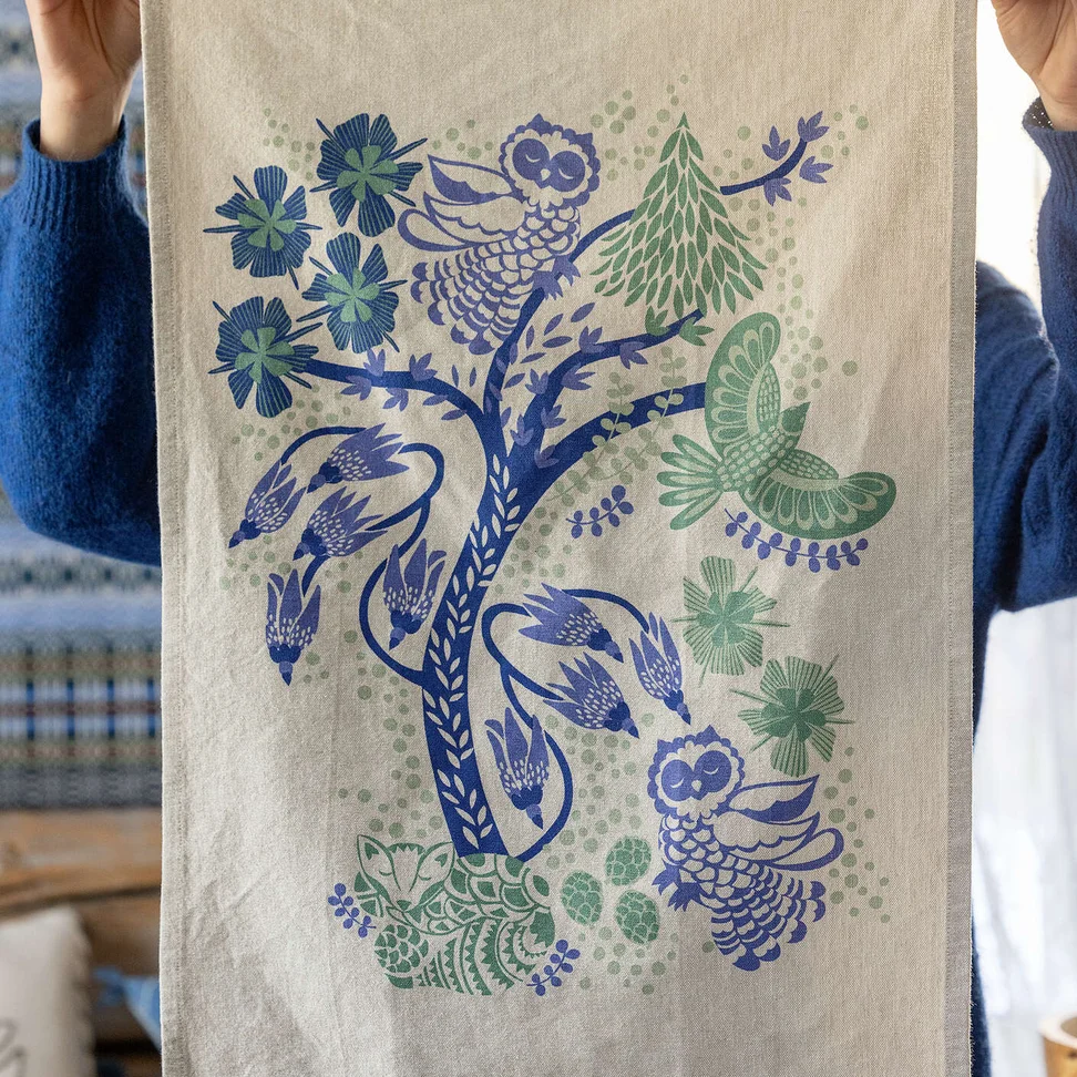 “Taiga” organic cotton tea towel - midnight blue