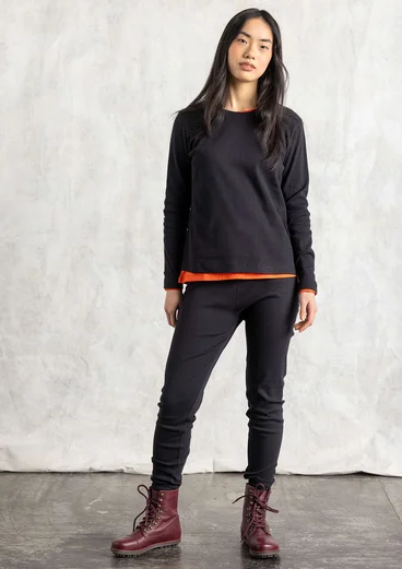 Jersey leggings in organic ribbed cotton - black