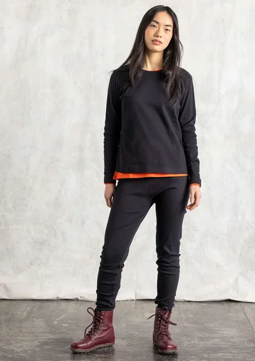 Jersey leggings in organic ribbed cotton - black