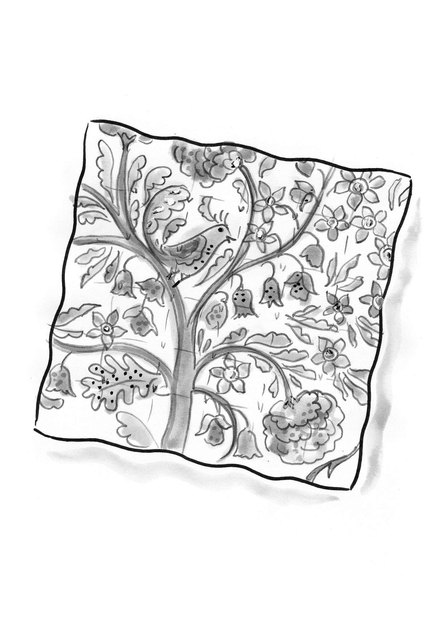 Stuhlkissen „Tree of life“ aus Leinen/Bio-Baumwolle
