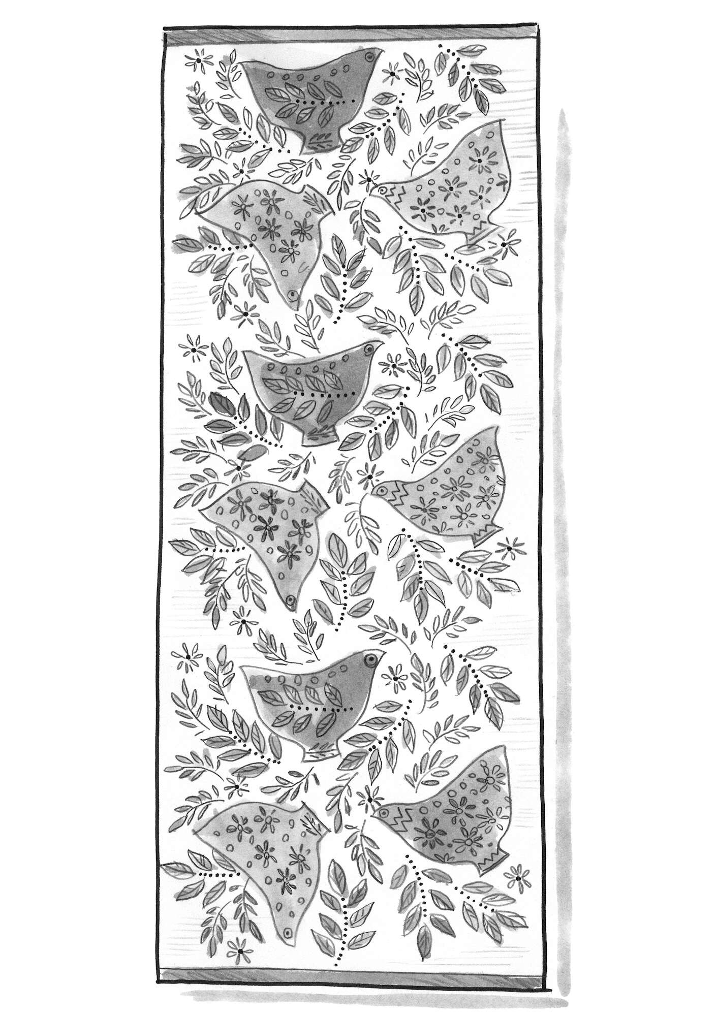 Tæppe med print  Okarina  i økologisk bomuld
