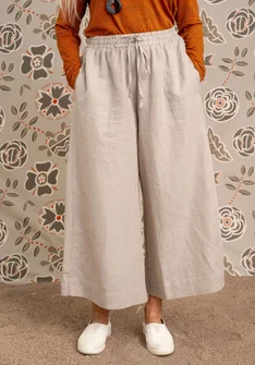 “Amber” woven organic cotton/linen trousers - kalksten