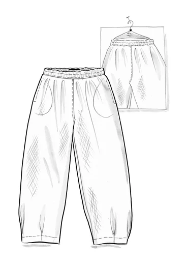 Geweven broek "Vendela" van biologisch katoen - cyclaam