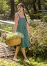Robe tissée « Garden » en coton biologique/lin (absinthe S)