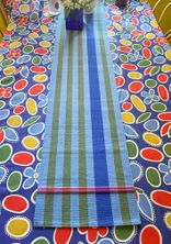 Striped organic cotton table runner - mild blue