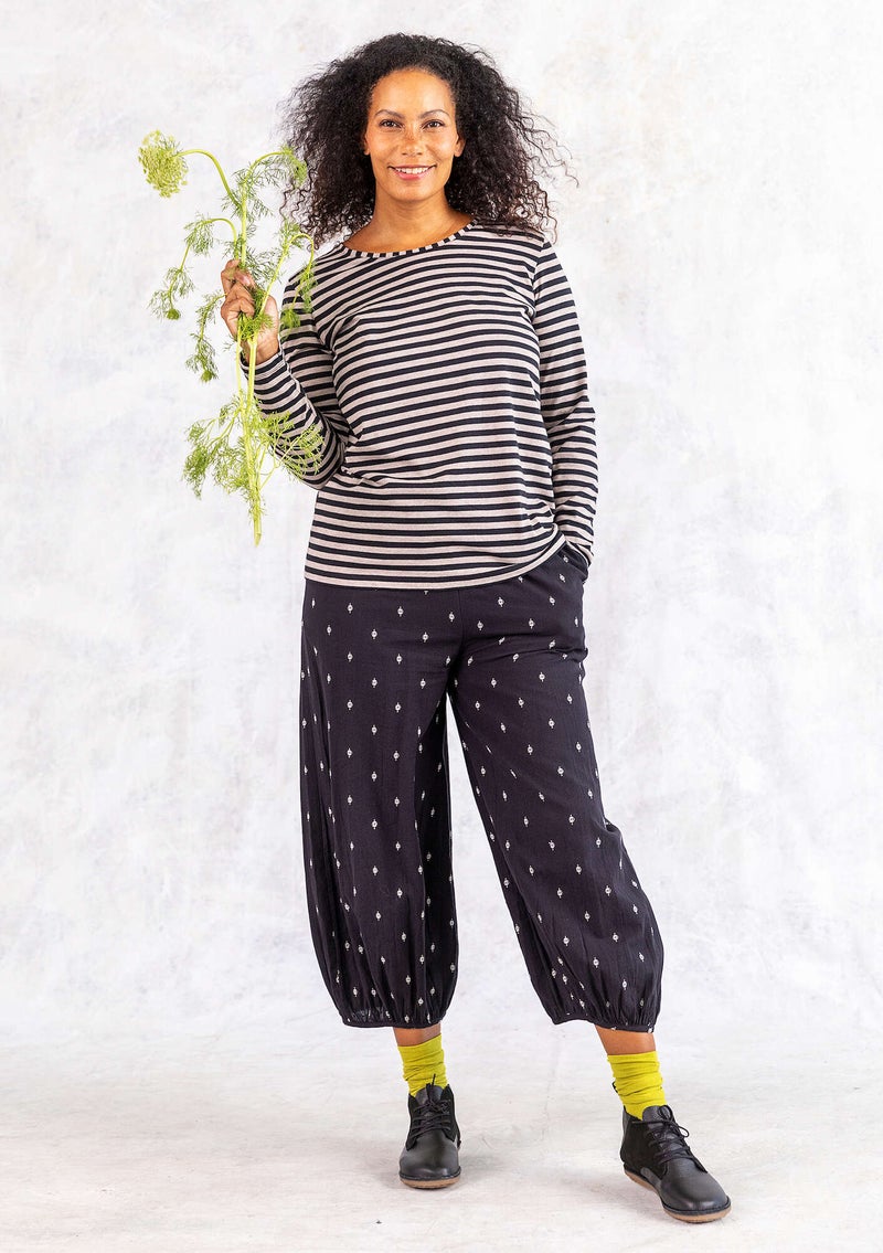 Woven patterned “Signe” pants in organic cotton black