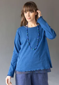 Fine-knit linen/organic cotton sweater - indigo blue