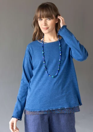 Fine-knit linen/organic cotton sweater - indigo blue