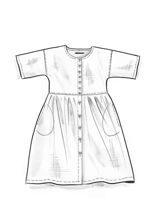 Gestreiftes oder einfarbiges Knopfleistenkleid „Sylvi“ aus Leinen - dunkelgrün