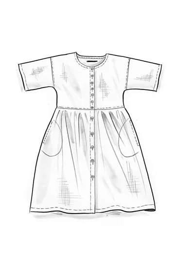Gestreiftes oder einfarbiges Knopfleistenkleid „Sylvi“ aus Leinen - dunkelgrün