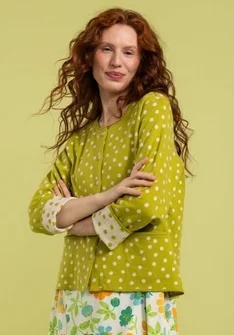 Dotted organic cotton cardigan - leaf green