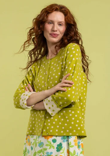Dotted organic cotton cardigan - leaf green