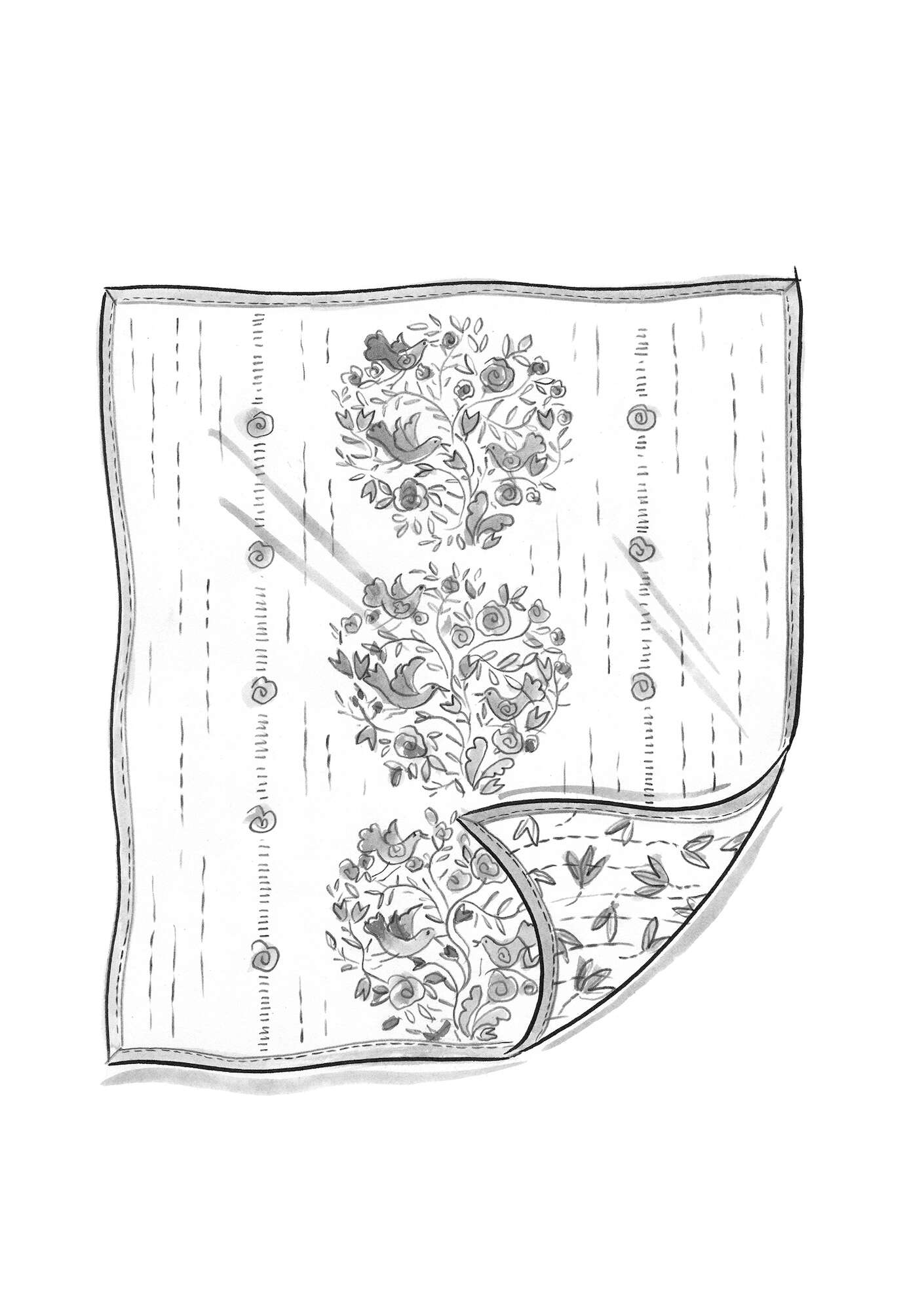Tagesdecke „Ottenby“ aus Öko-Baumwolle (Doppelbettgröße) walderdbeere