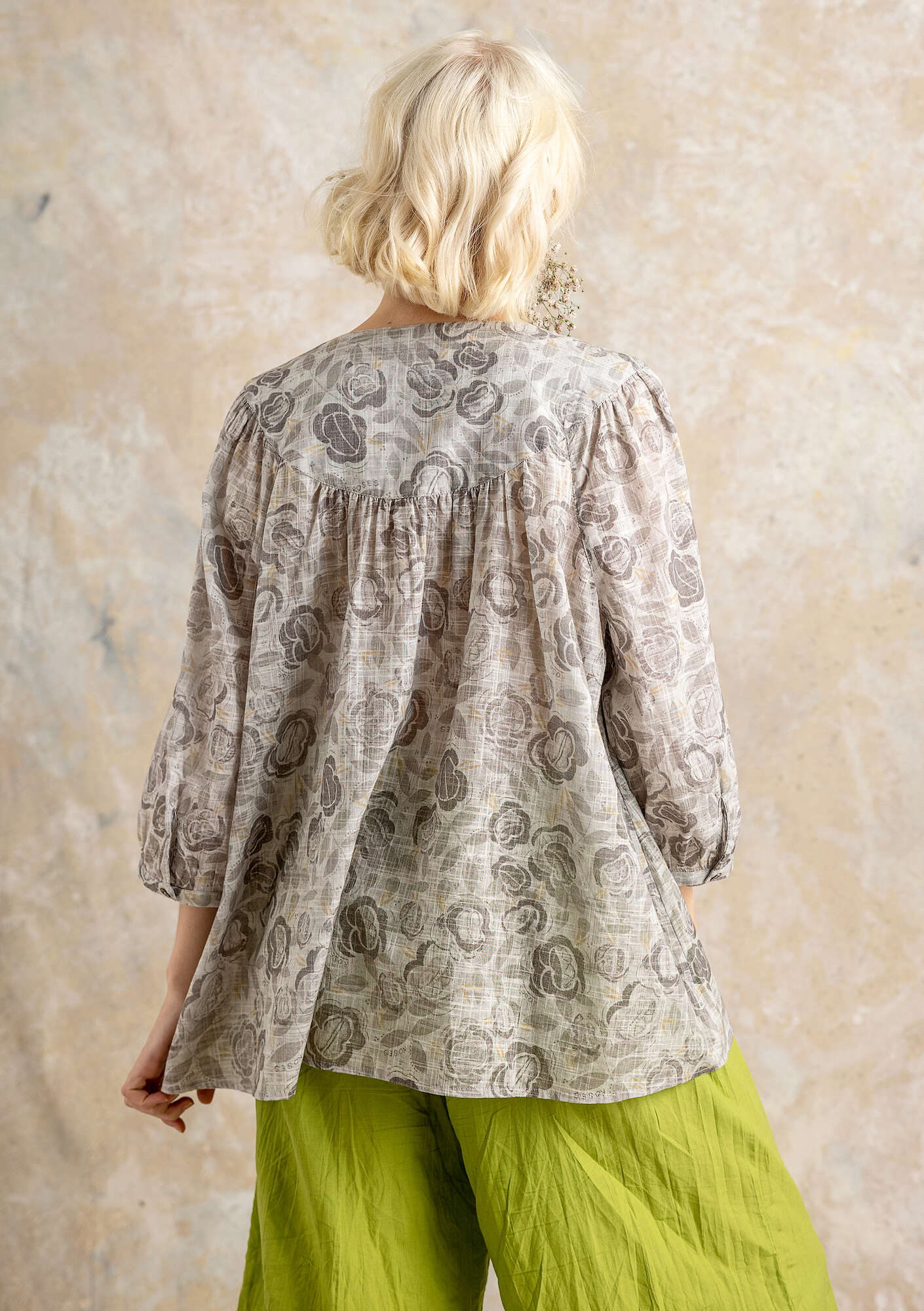 “Peace” organic cotton smock blouse natural thumbnail