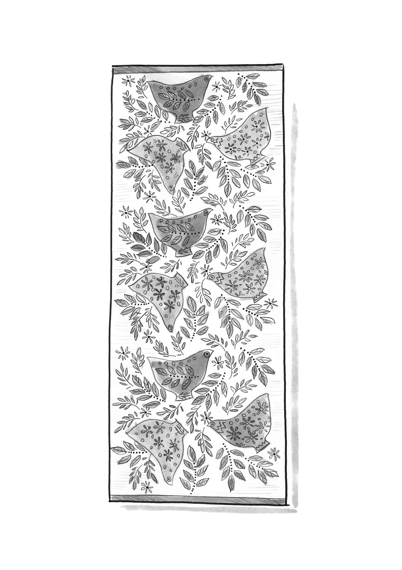 Tæppe med print  Okarina  i økologisk bomuld indigofera