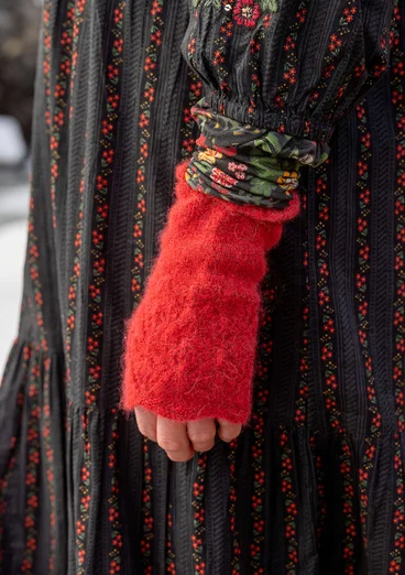 Handstulpen „Forgetmenot“ aus Alpakawollgemisch - papageienrott-melange