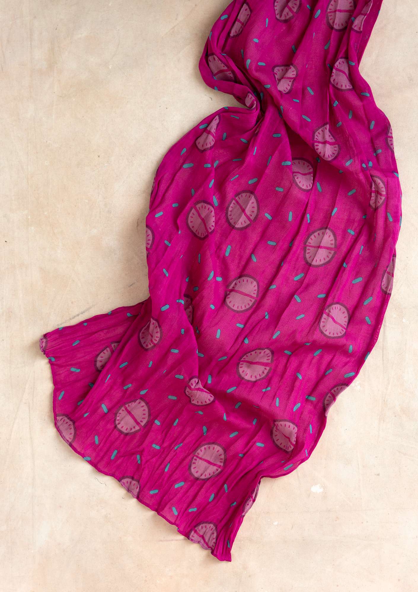 “Multi” organic cotton shawl cochineal thumbnail