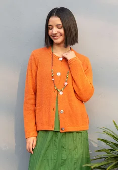 Cardigan knitted from an alpaca blend - burnt orange