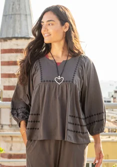 Blouse "Cora" en jersey de coton biologique - gris cendré