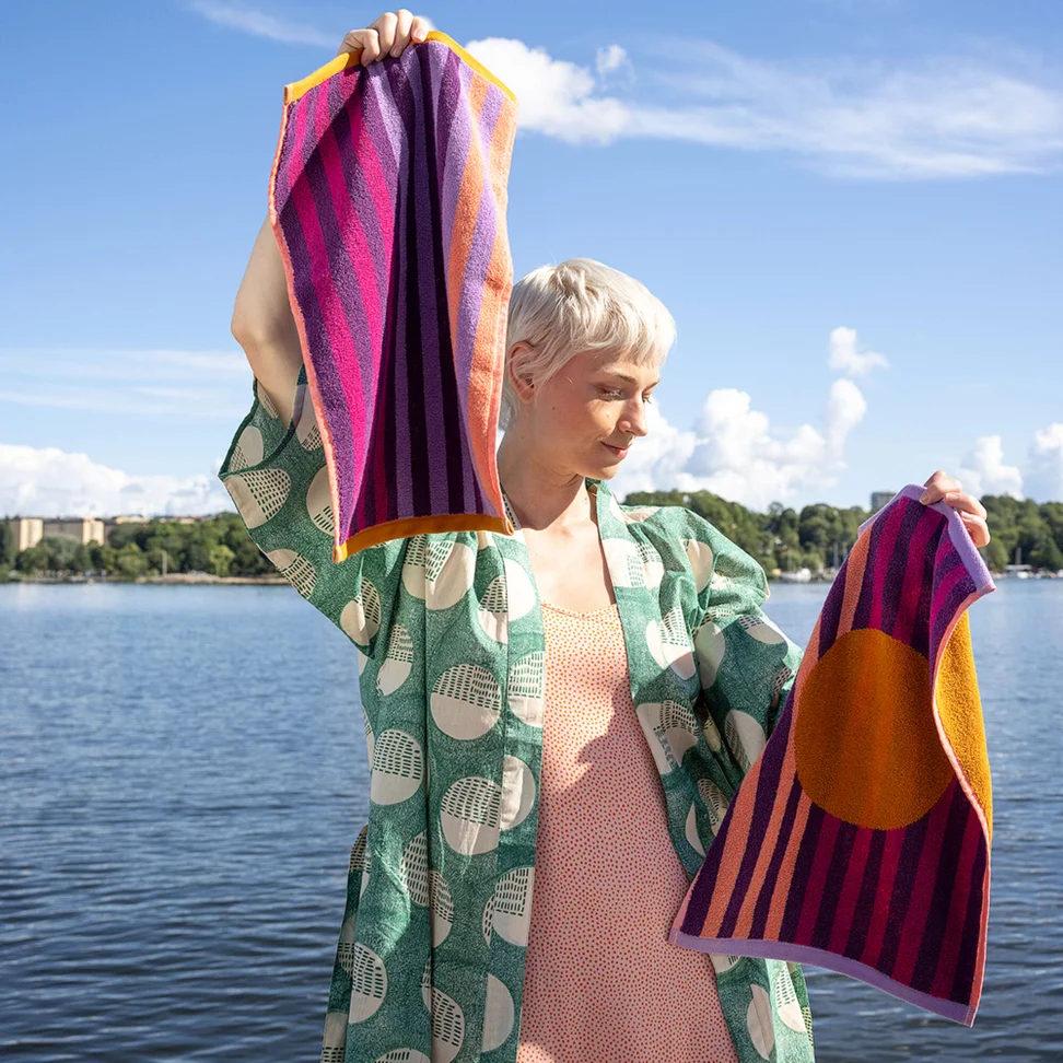 Gæstehåndklæde "Sunset" i økologisk bomuld, 2-pak - cochenille