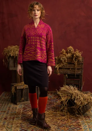 “Fields” patterned organic cotton sweater - cerise