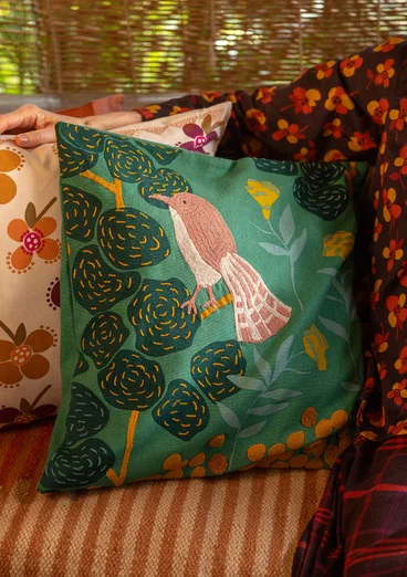 Kissenhülle „Galapagos“ aus Bio-Baumwolle - meerglasgrün