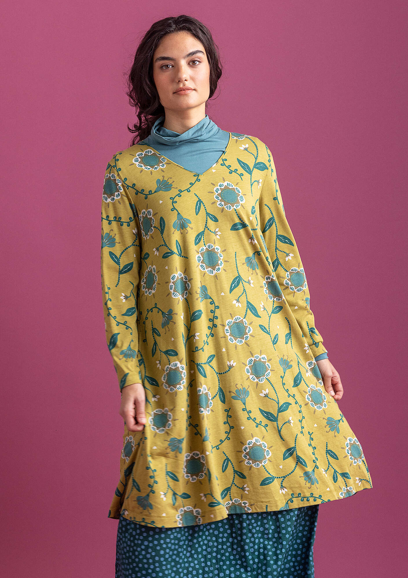 Tricot jurk  Strandglim  van biologisch katoen/modal olijf thumbnail