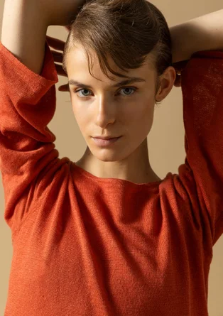 Tunic in a linen/recycled linen knit fabric - brick