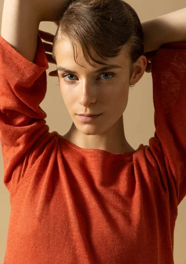 Tunic in a linen/recycled linen knit fabric - brick