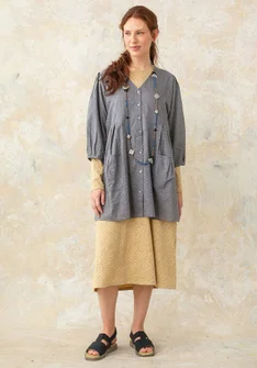 Woven artist’s blouse in organic cotton - grafit