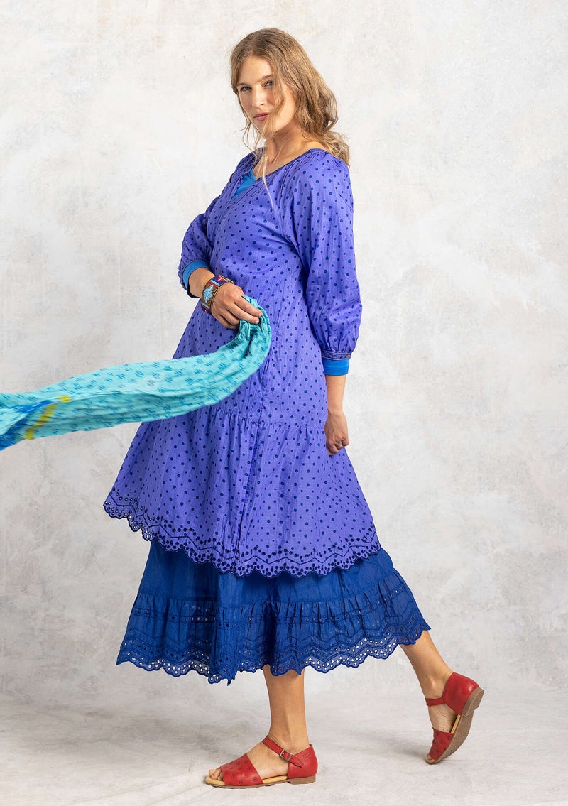 Woven “Lilly” dress in organic cotton blue lotus
