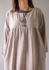 Webkleid „Marie“ aus Bio-Baumwolle/Seide - taubengrau