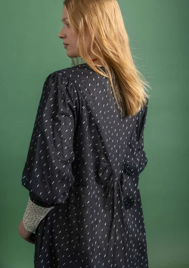 Vävd klänning "Blossom" i ekologisk bomull - svart/mönstrad