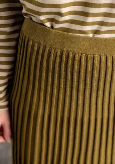 Organic/recycled cotton knit skirt - dark olive/solid colour