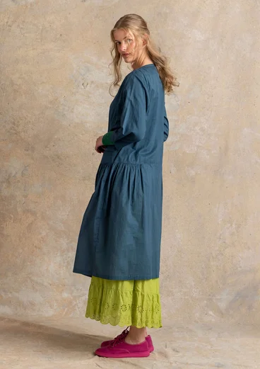 “Tindra” woven organic cotton dress - indigo green