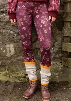 Legging fleuri "Idun" en lyocell/élasthanne - aubergine