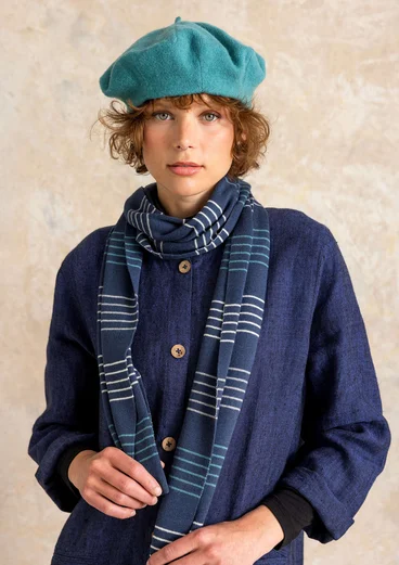 “Sylvi” rib-knit organic cotton/wool scarf - Pacific blue