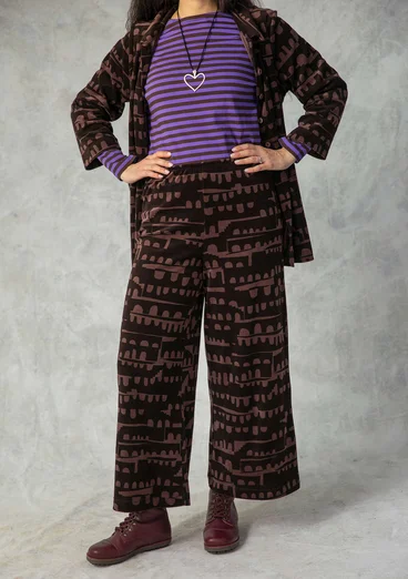 Velours broek "Paraguay" van biologisch katoen/gerecycled polyester - moerbei