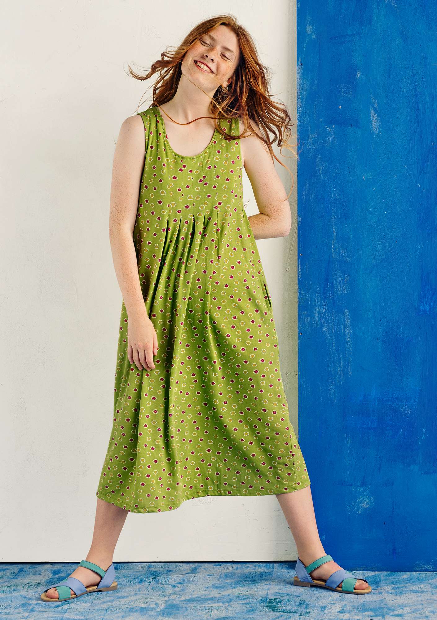 “Himmel” organic cotton/modal jersey dress  kiwi/patterned thumbnail