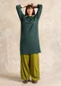 Blomstret/ensfarvet jerseykjole "Hillevi" i lyocell/elastan ( L)