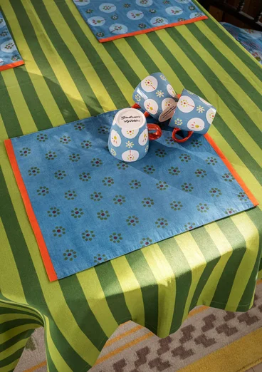 Set de table "Indra" en coton biologique - indigotier