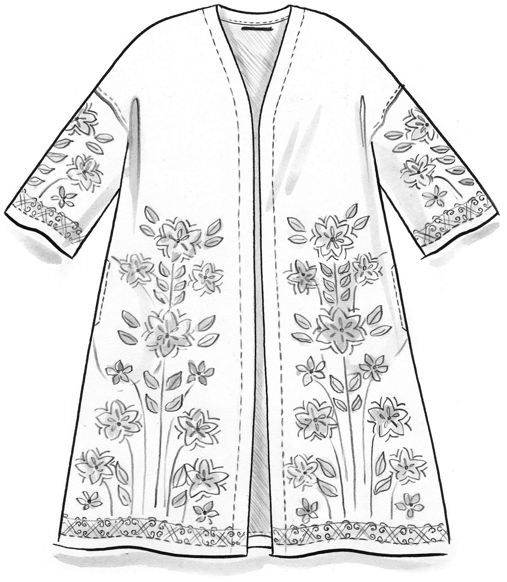 Kimono ”Dahlia” ekopuuvillaa