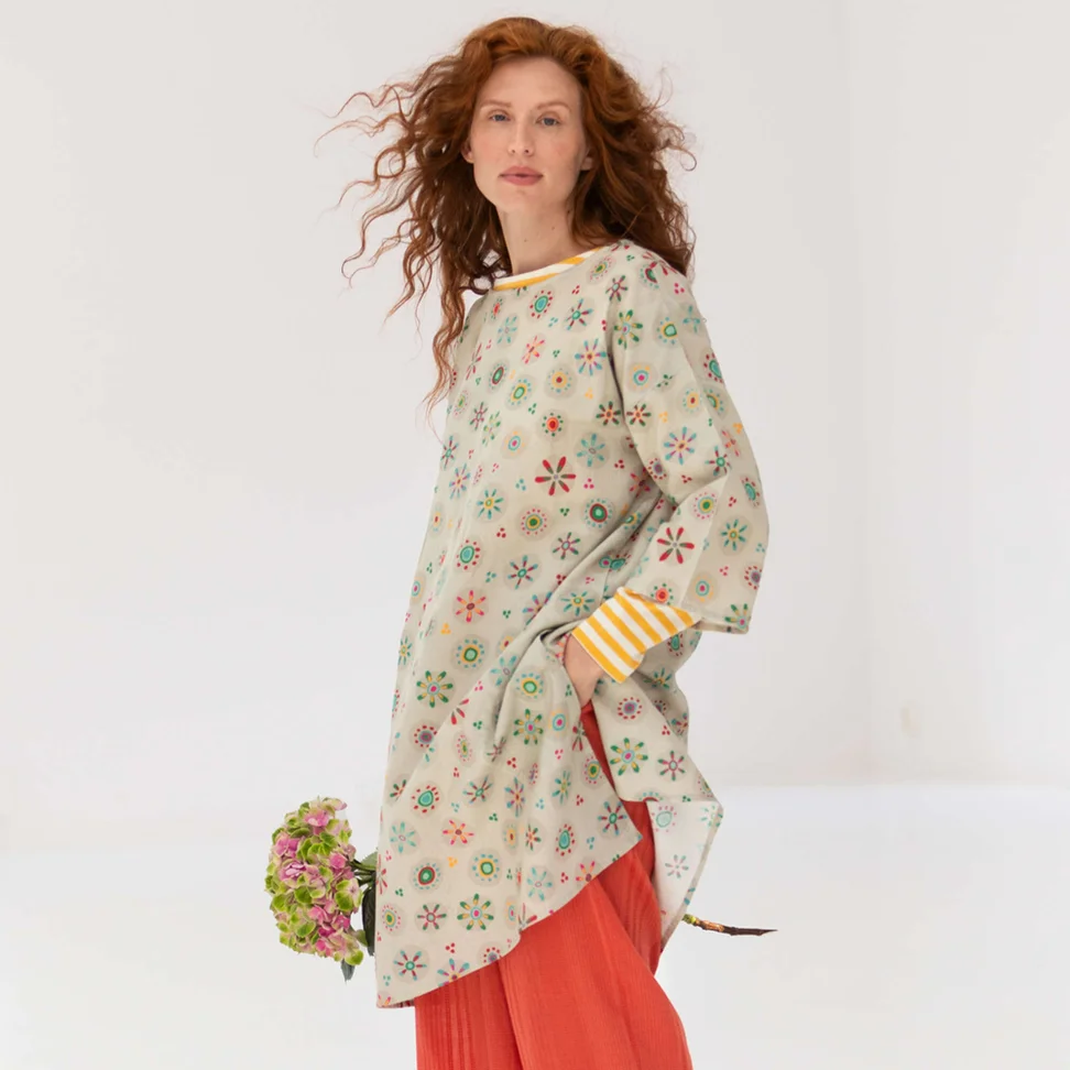 Kleid „Daisy“ aus Bio-Baumwollgewebe - natur