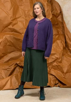 Gestreifte, gepunktete oder einfarbige Strickjacke „Wilma“ aus Lammwolle - gewitterlila-melange