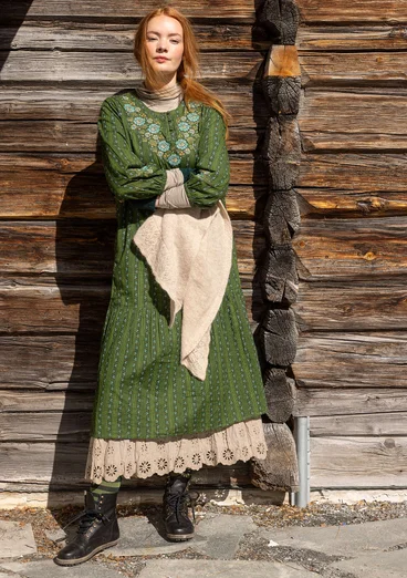 “Glimra” woven organic cotton dress - forest green